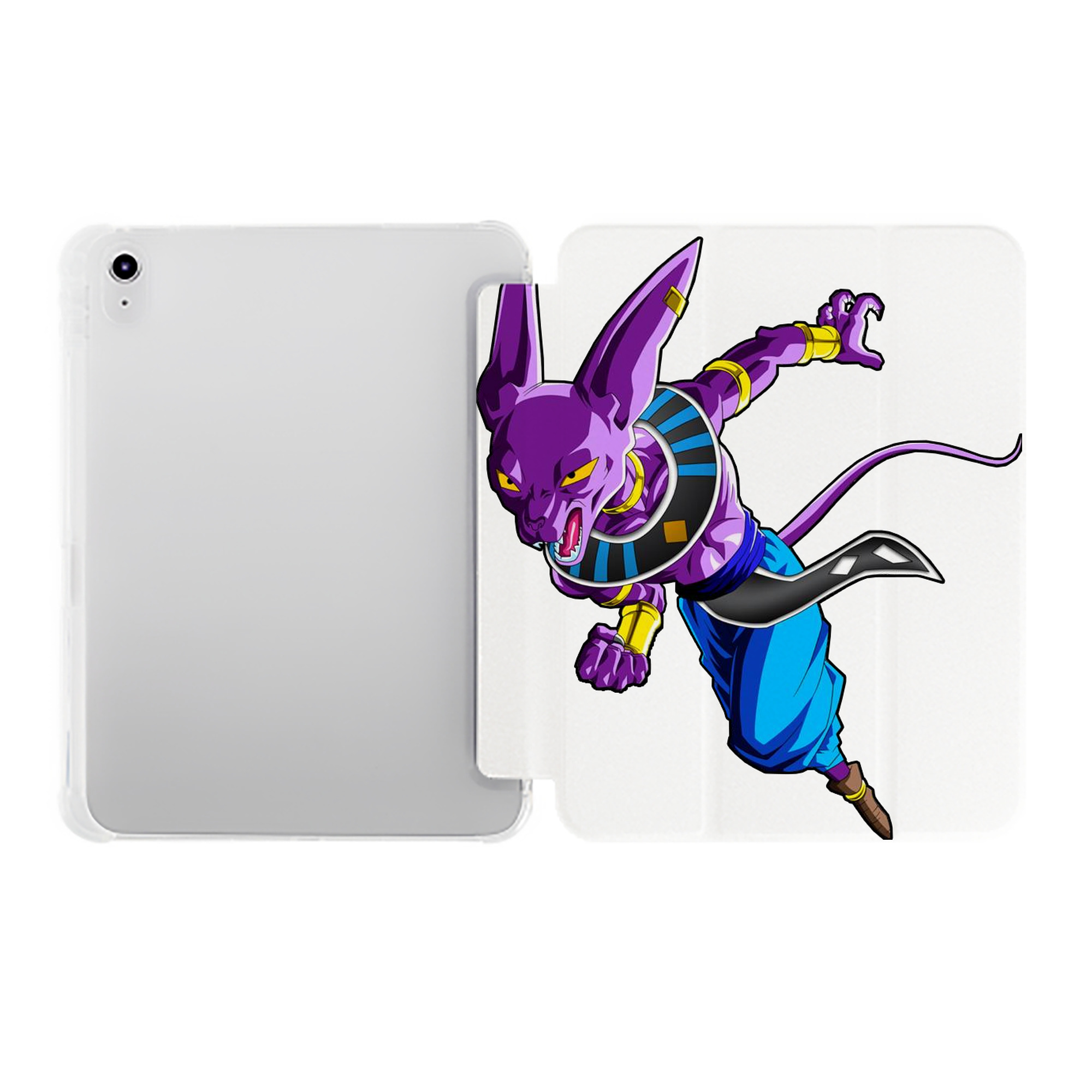 （画像用） ドラゴンボール ビルス 破壊神ビルス DRAGON BALL Beerus Birusu IPad ケース ペン収納付き 三つ折りスタンド PUレザー×シリコン 対応機種9.5/10.5/10.9インチ